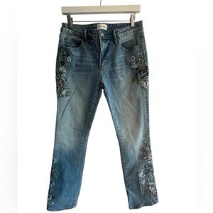 Driftwood Kelly Bootcut Floral Embroidered Light Wash Jeans 27x33 Festival